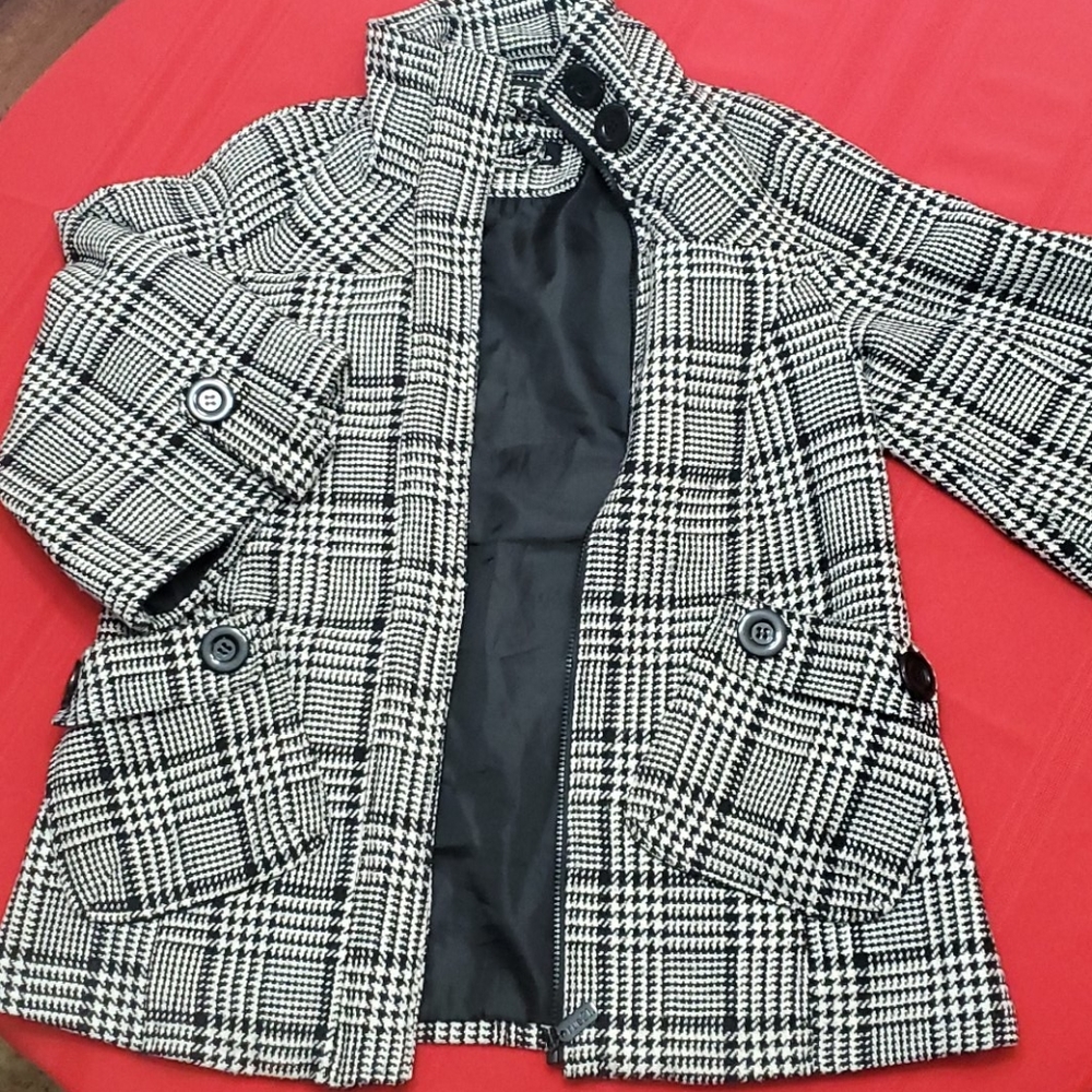 RUE 21 Black & White Plaid Coat/ Blazer
